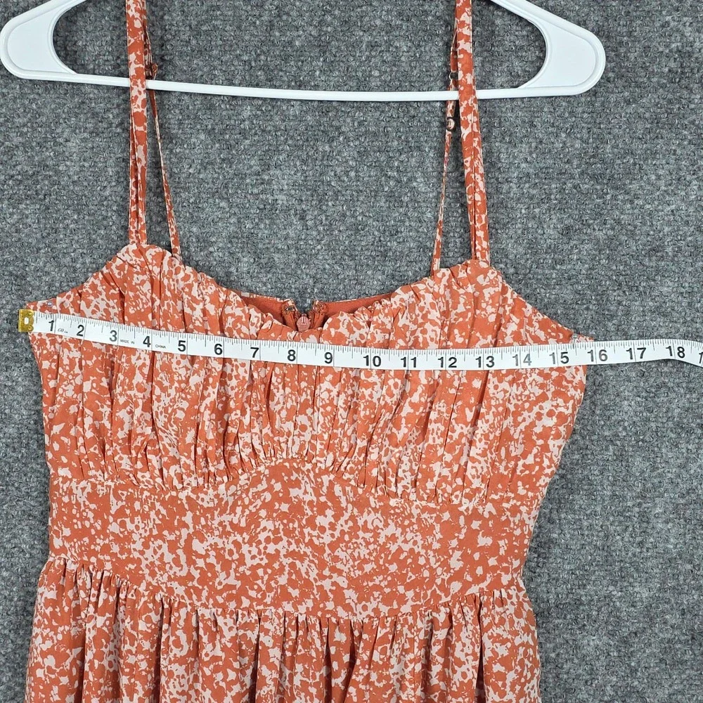 Abercrombie & Fitch Womens Small Maxi Dress Orange White Abstract Ruched Slit